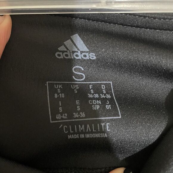 Women's Adidas Black White 3 Stripe Leggings Full Length Small Athleisure Track - Picture 6 of 9